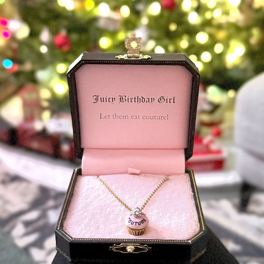 Juicy Couture Birthday Cupcake Goldtone Locket Adjustable Necklace - Gold (NIB)